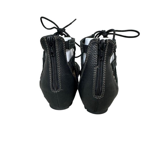 Earth Origins Kendra Kamilla black leather lace-up wedge gladiator sandals size - Picture 6 of 7